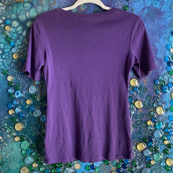 👑Regal Purple Scoop Neck Tee - Eileen Fisher - Picture 3 of 4